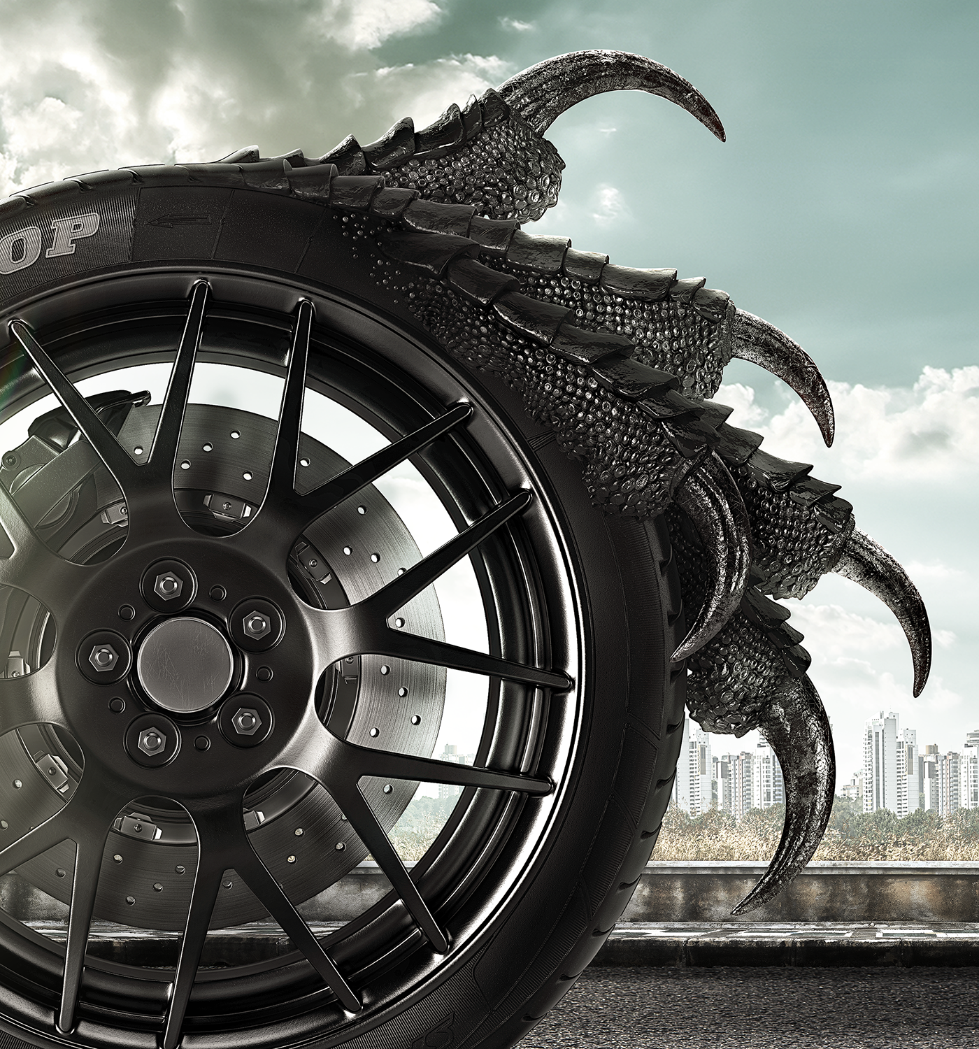 spatter，Render，Claw，Dunlop，tyre，cgi，
