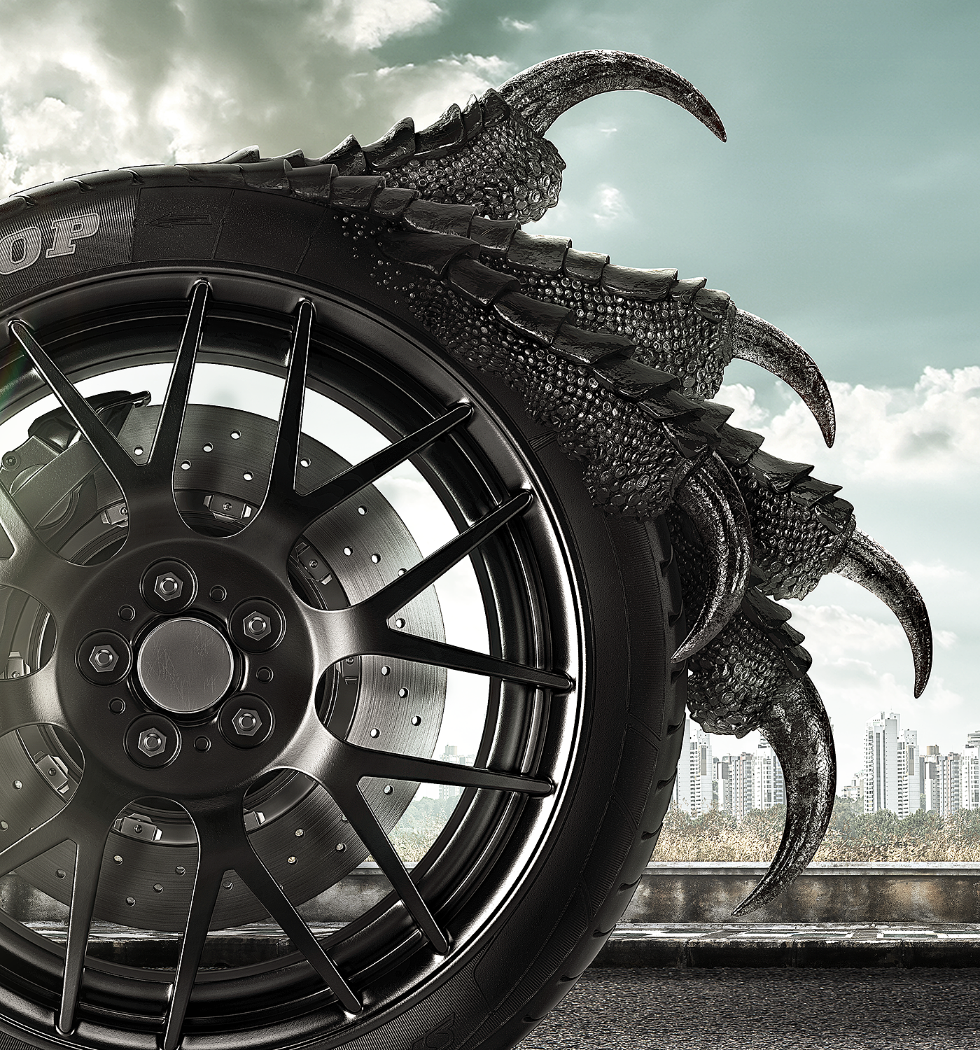 spatter，Render，Claw，Dunlop，tyre，cgi，