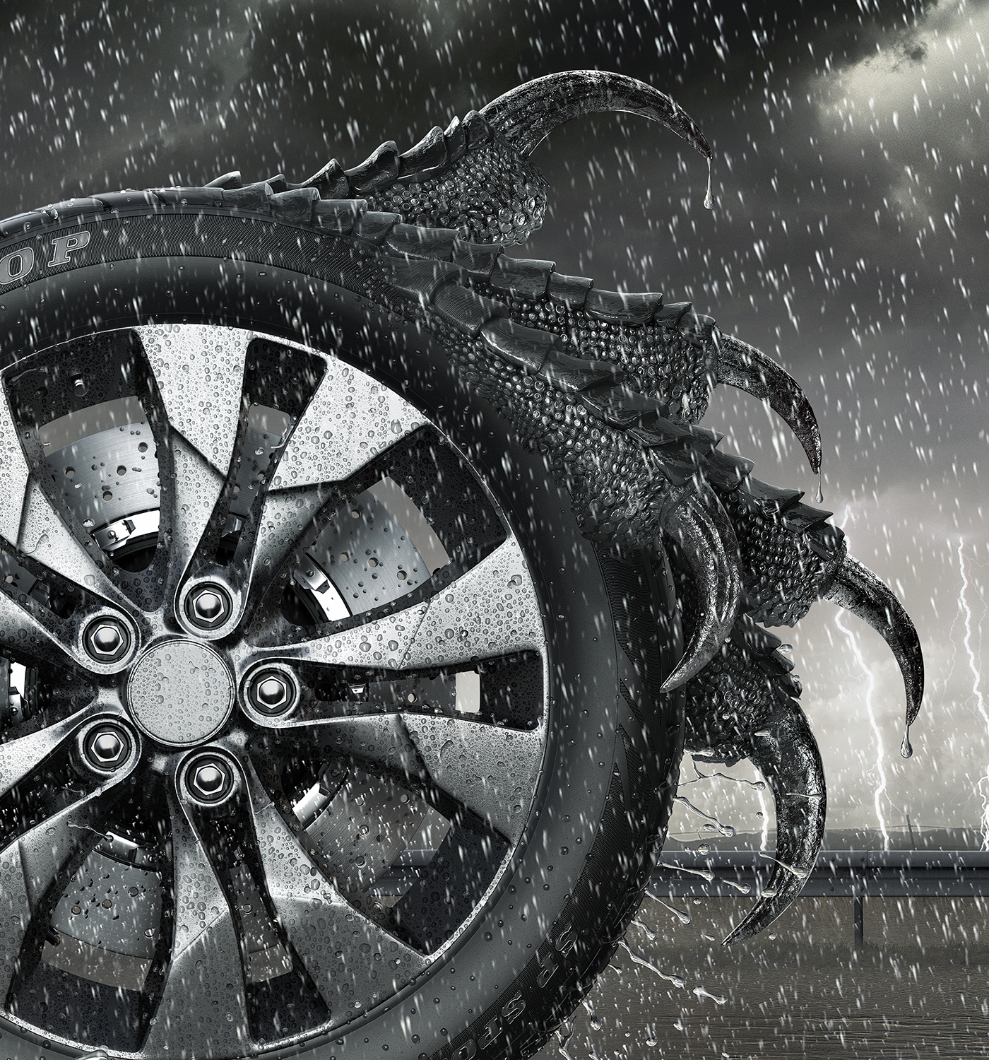 spatter，Render，Claw，Dunlop，tyre，cgi，