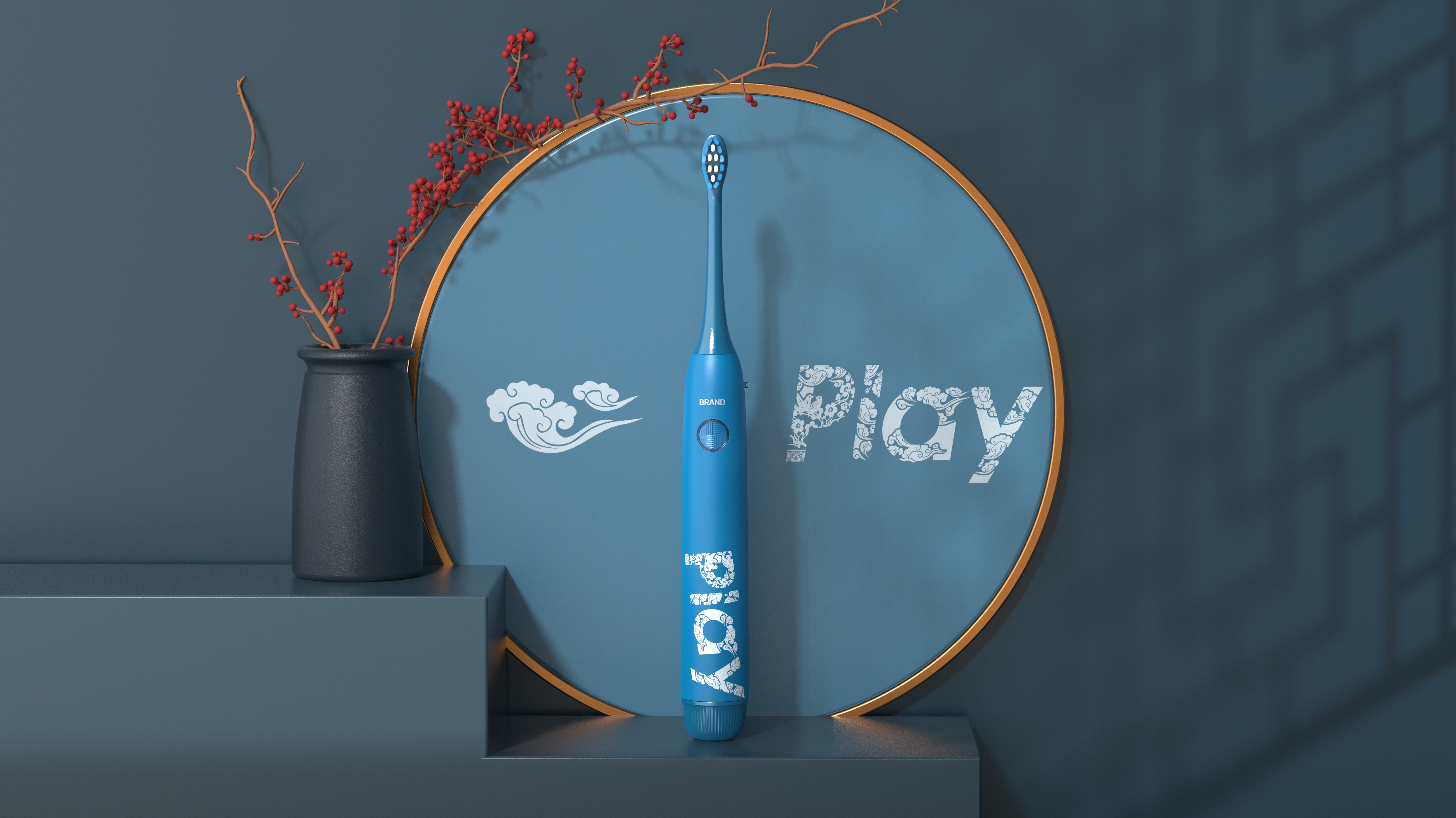 industrial design，Sonic electric toothbrush，Light luxury，Tide card，National style，