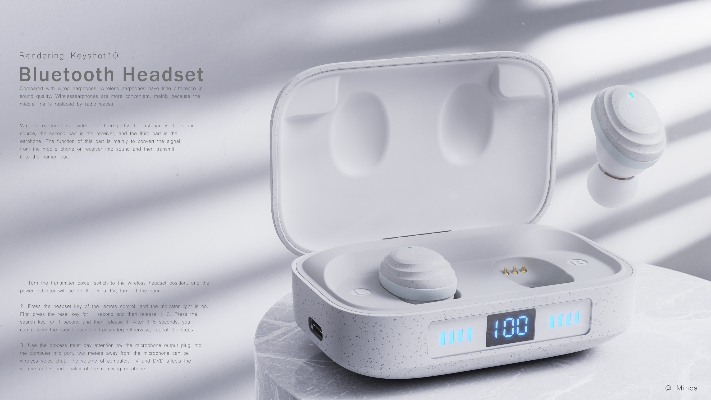 rhino，keyshot，photoshop，Bluetooth headset，online retailers，Modeling and rendering，electronic product，