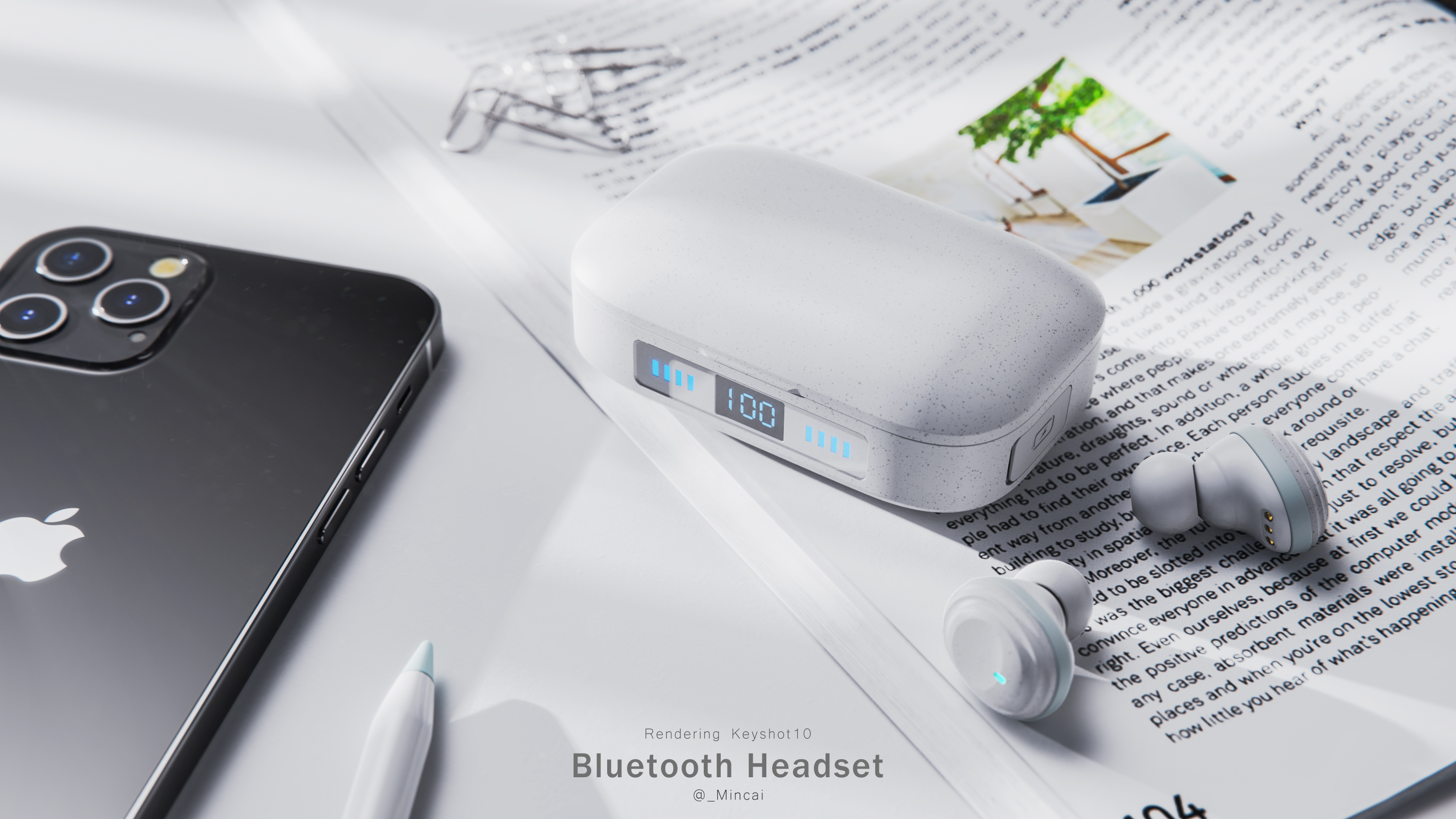 rhino，keyshot，photoshop，Bluetooth headset，online retailers，Modeling and rendering，electronic product，