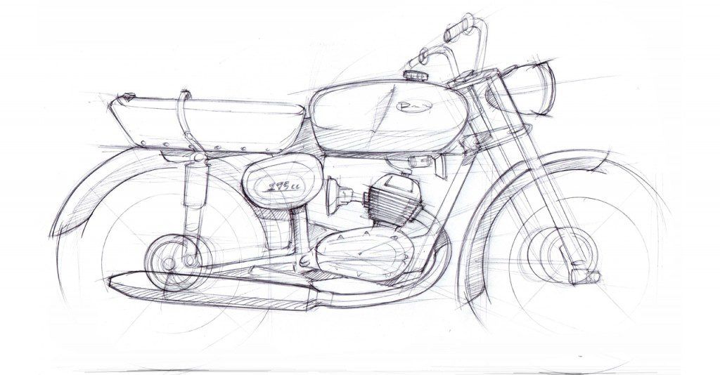 Hand drawn，Benelli 175cc，motorcycle，design sketch，