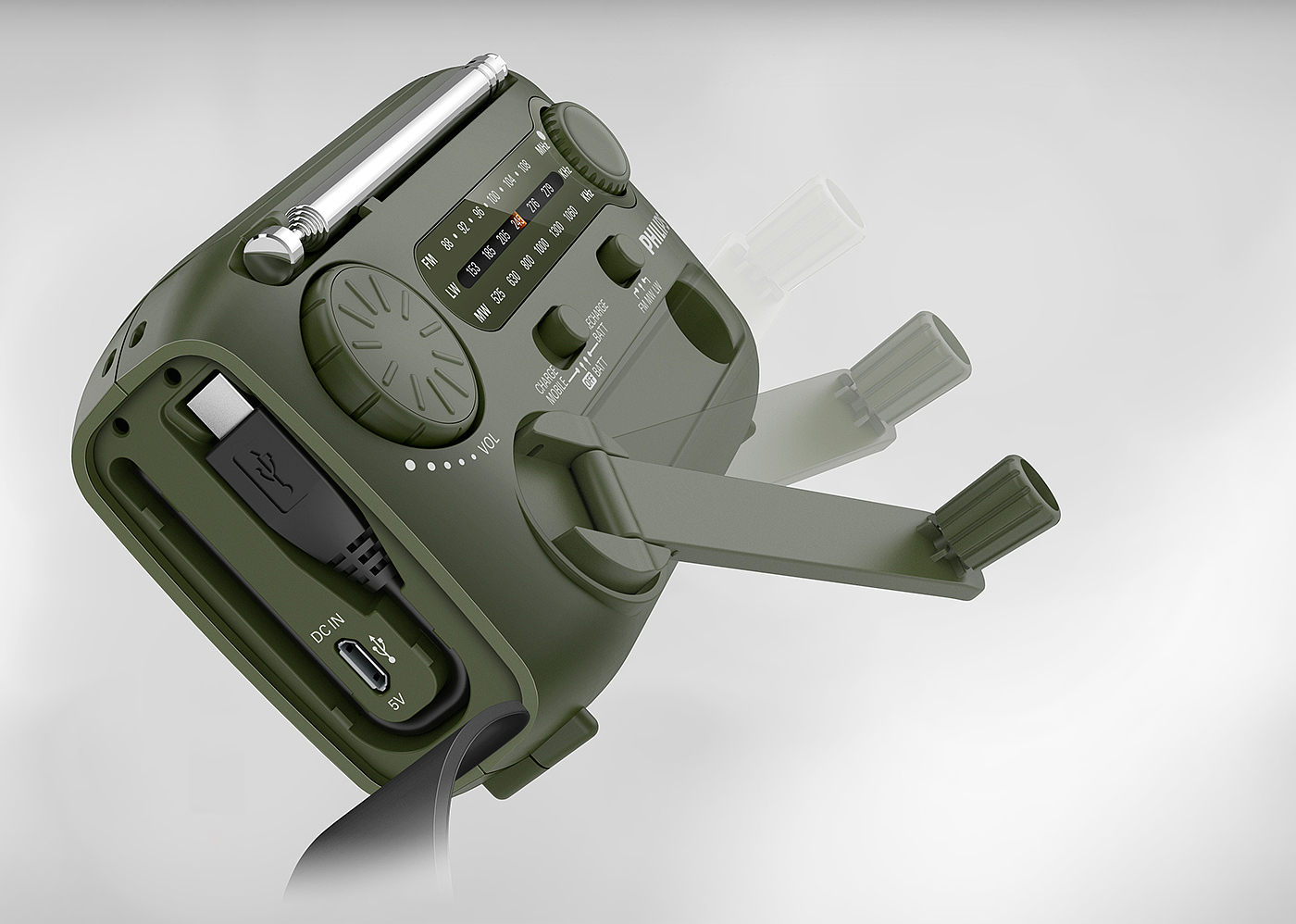 radio，Flashlight，Alarm，solar energy，