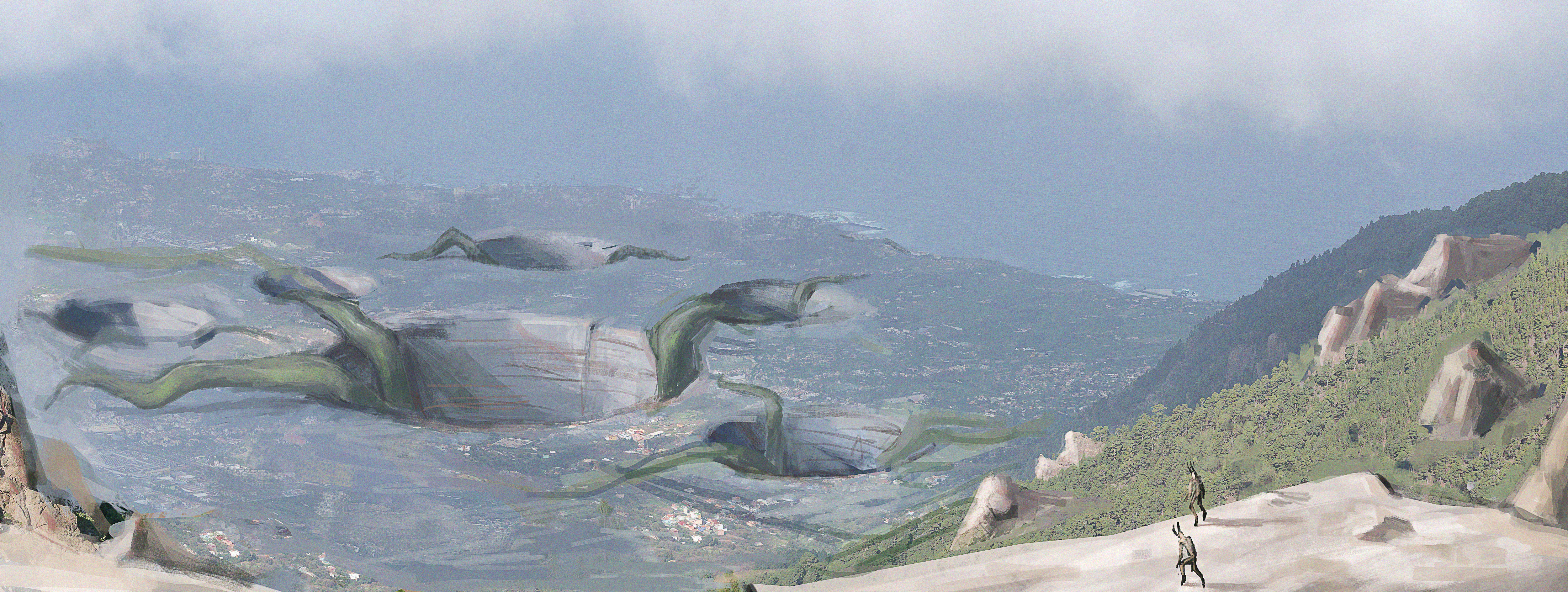 conceptual design，airship，robot，Original painting，