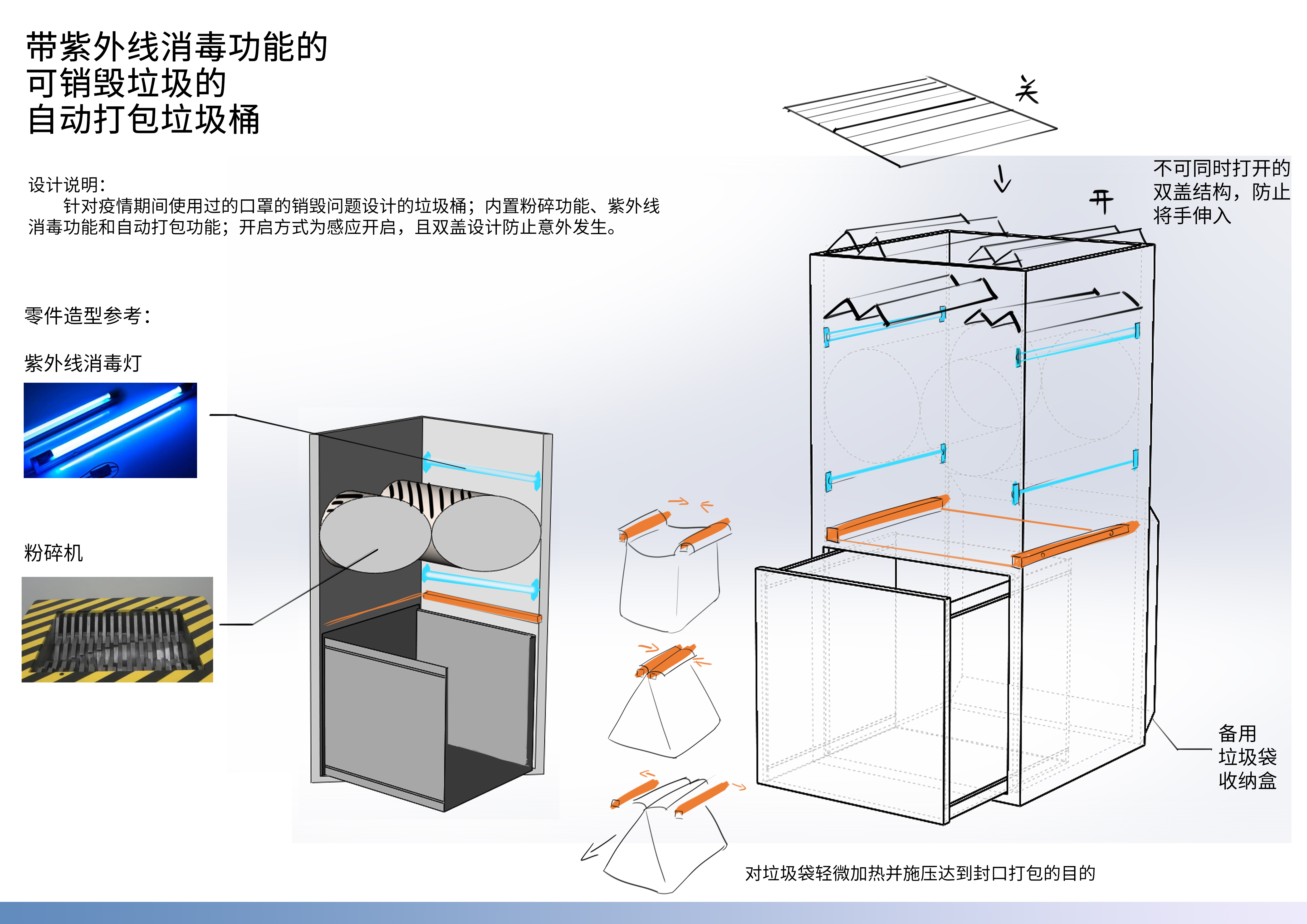 trash can，disinfect，hygiene，ultraviolet rays，epidemic prevention，