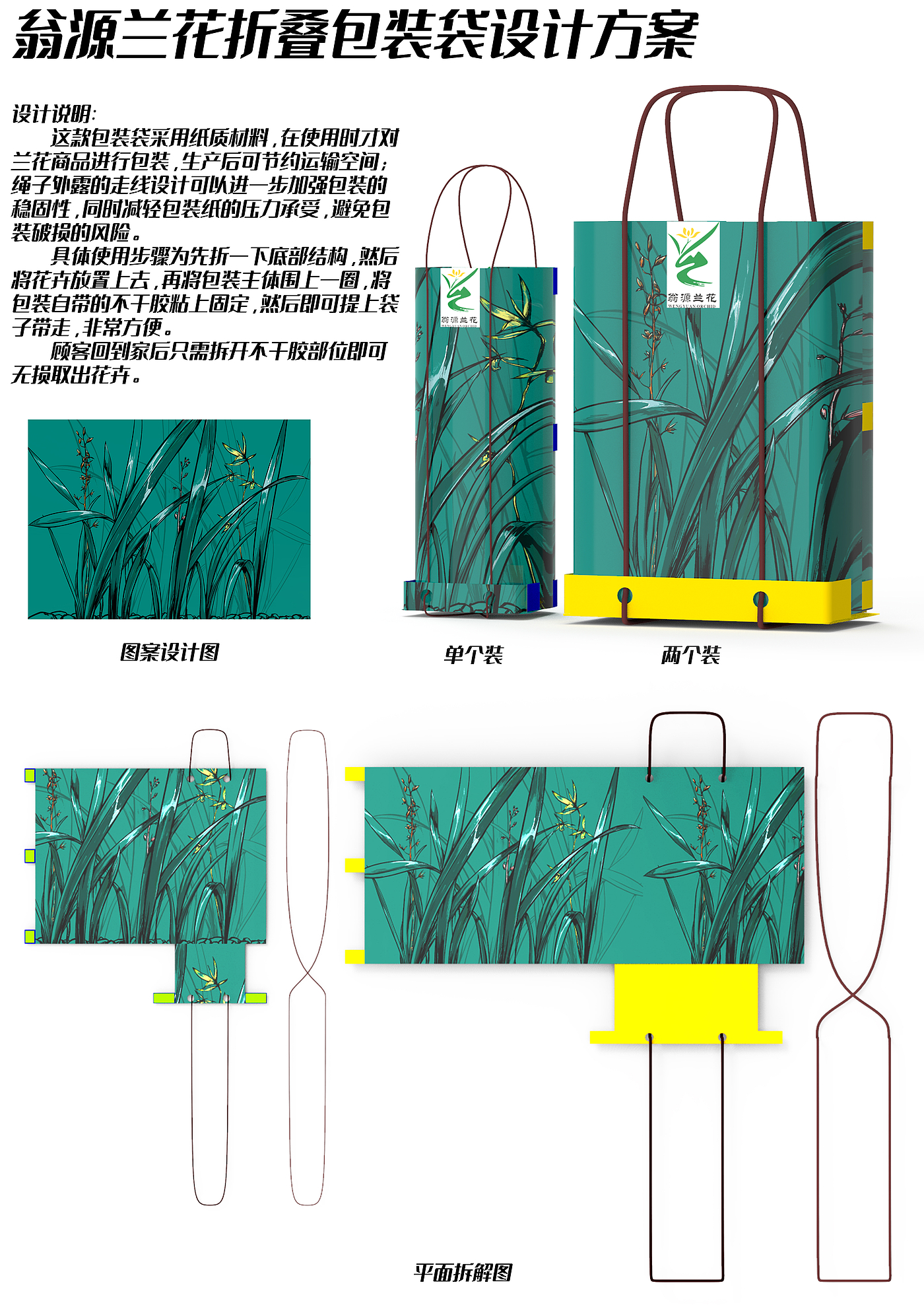 文创，包装，外观，兰花，手提袋，