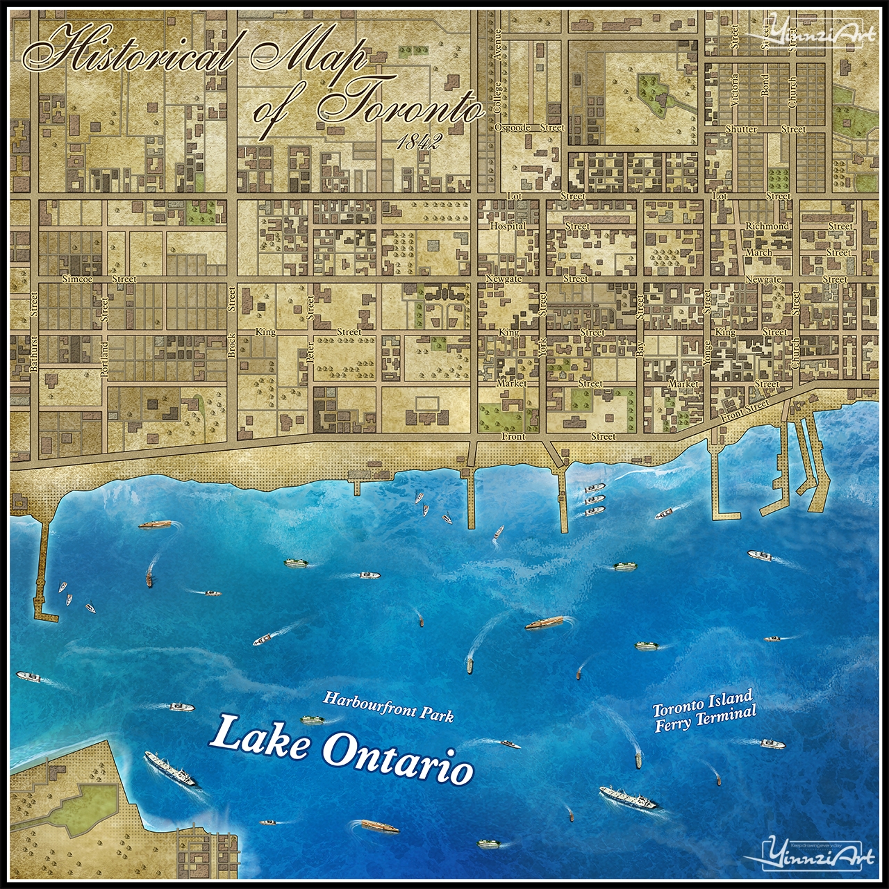 Illustration，Original painting，City illustration，Game original，Map，poster，