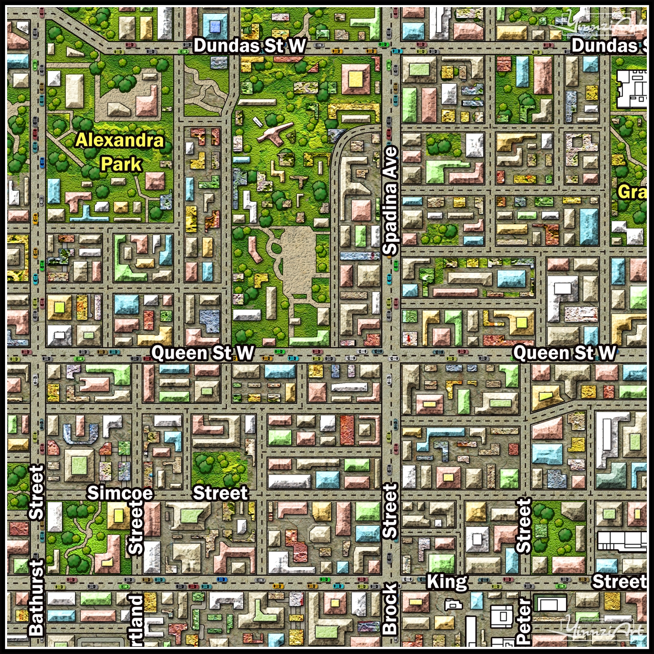 Illustration，Original painting，City illustration，Game original，Map，poster，