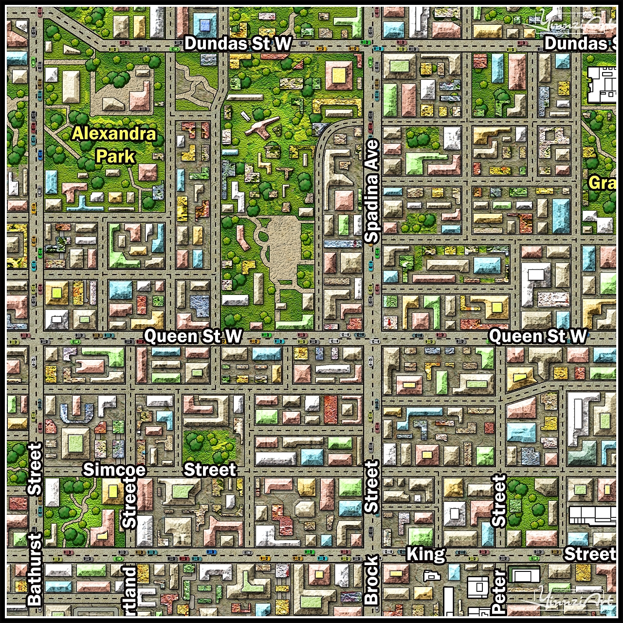 Illustration，Original painting，City illustration，Game original，Map，poster，