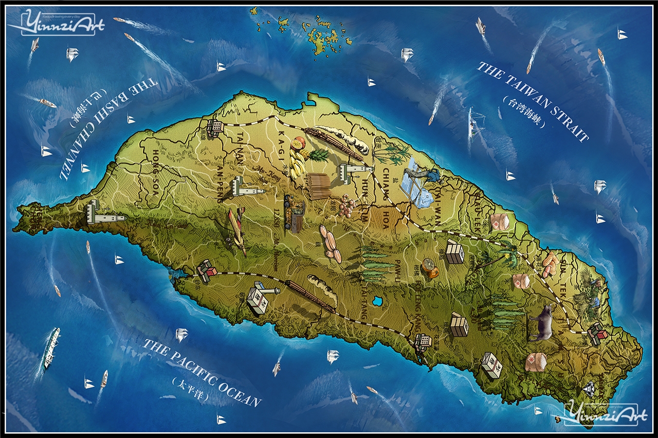 Illustration，Original painting，City illustration，Game original，Map，poster，