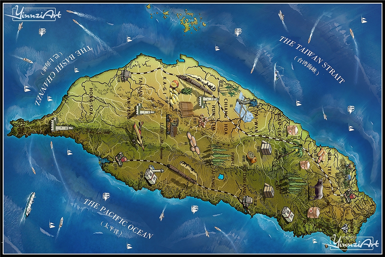Illustration，Original painting，City illustration，Game original，Map，poster，
