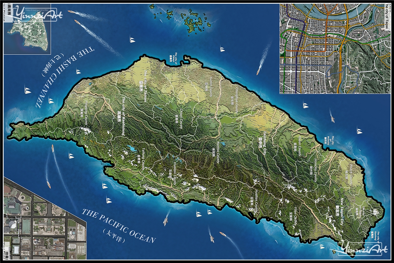 Illustration，Original painting，City illustration，Game original，Map，poster，