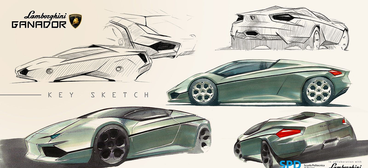 手绘欣赏，兰博基尼，概念汽车设计，
