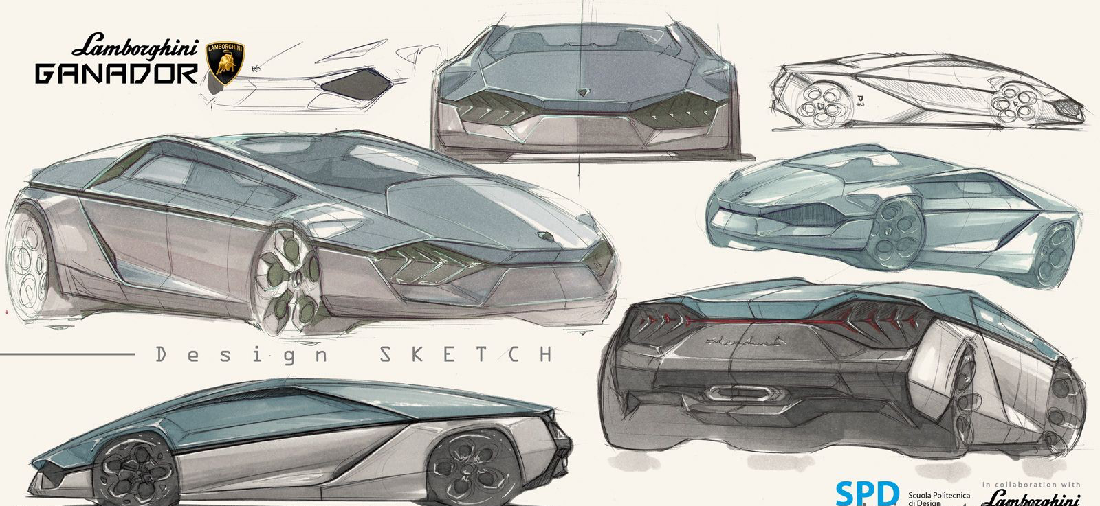 【手绘欣赏】兰博基尼ganador概念汽车设计及手绘
