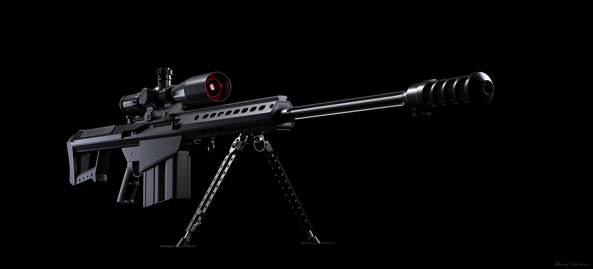 machine gun，black，Black widow，modeling，Render，