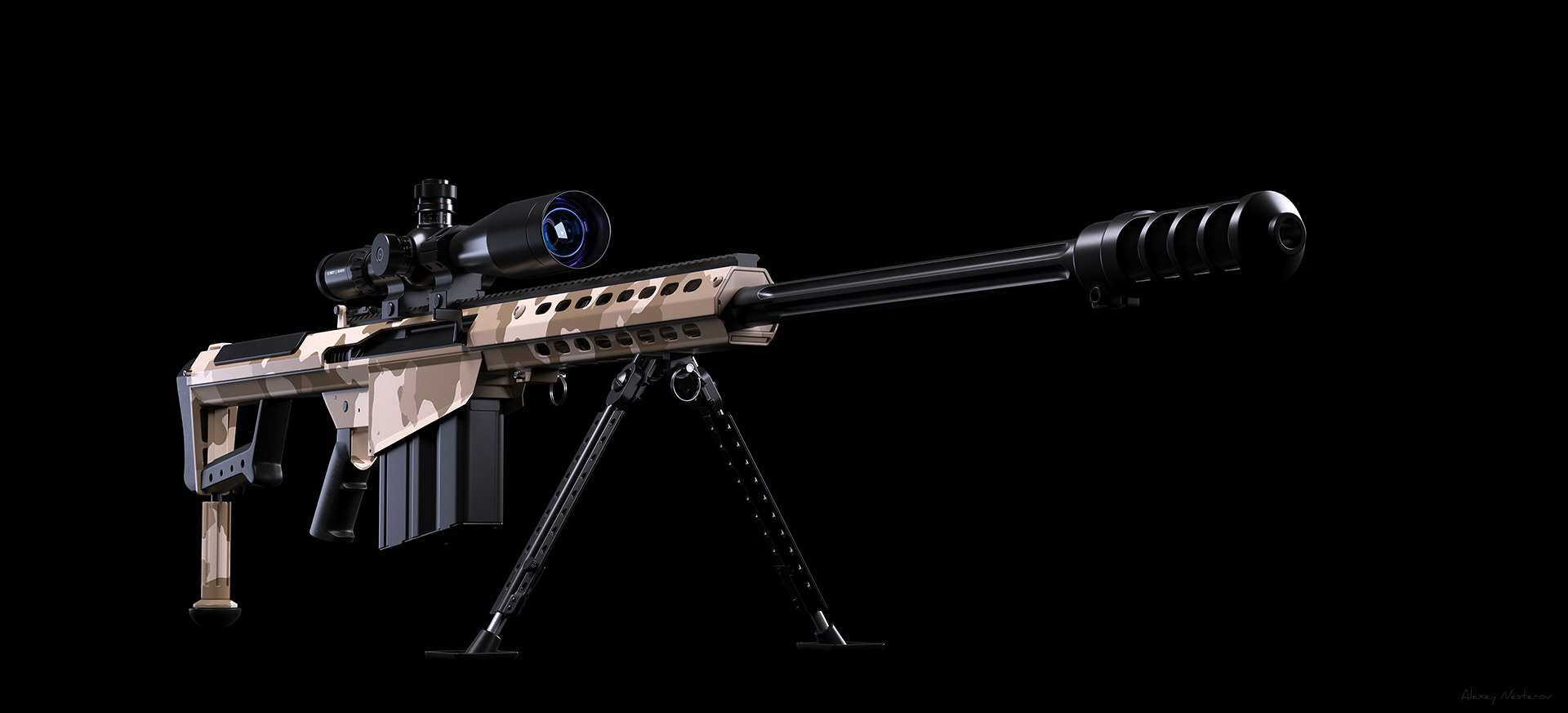 machine gun，black，Black widow，modeling，Render，