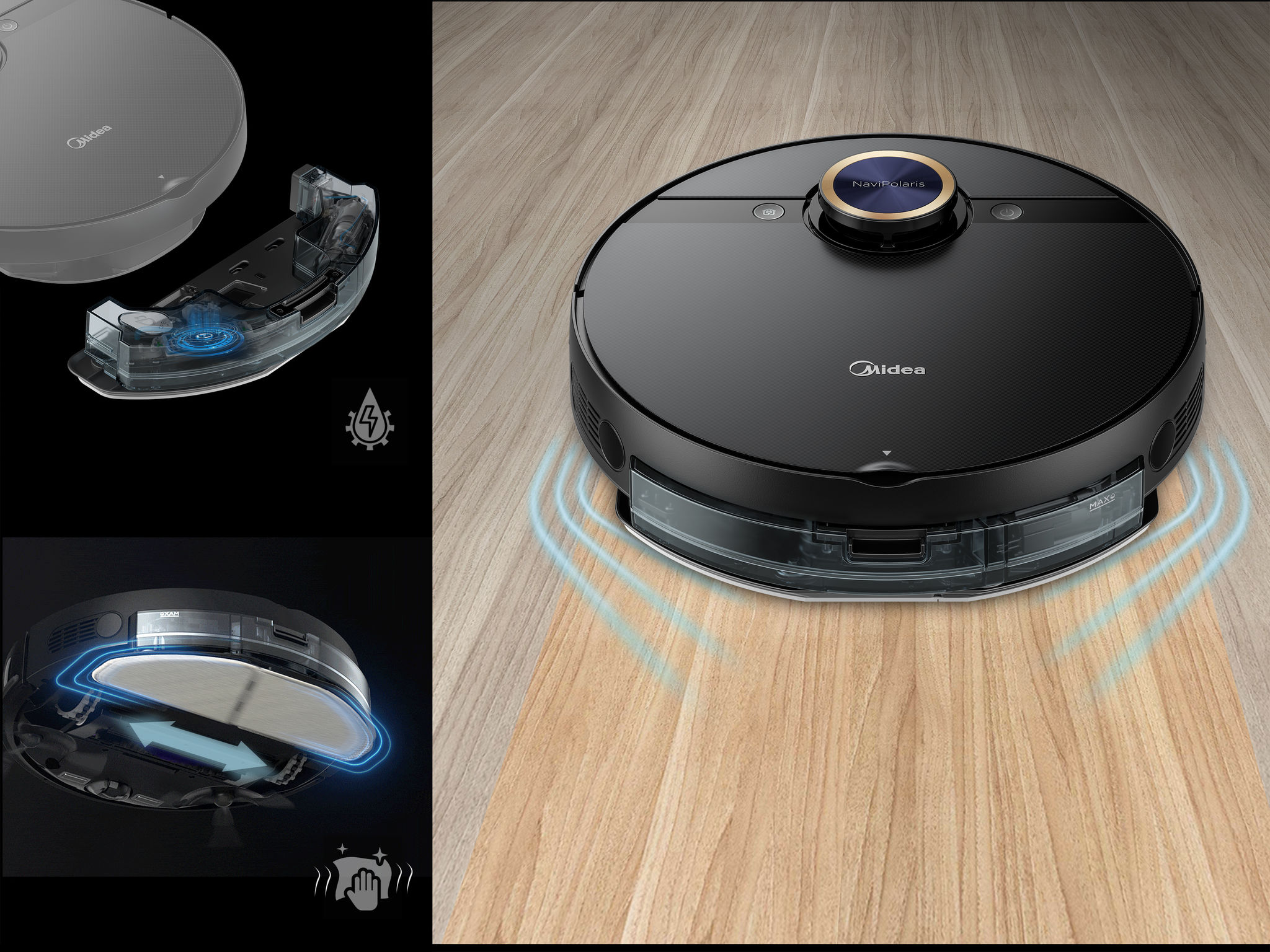 Sweeping robot，black，Midea，intelligence，2021 red dot product design award，