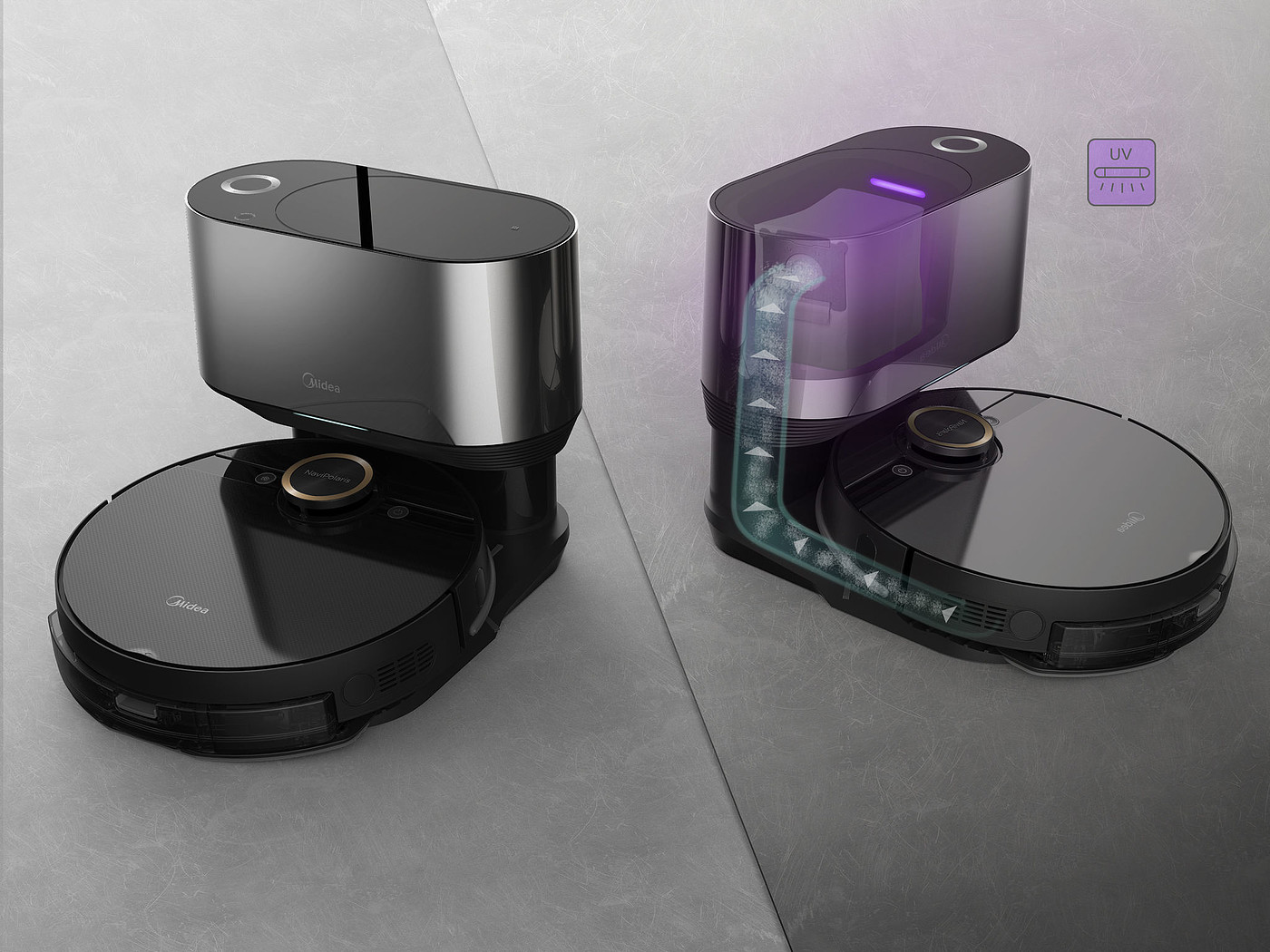 Sweeping robot，black，Midea，intelligence，2021 red dot product design award，