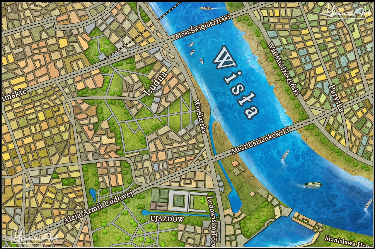 Illustration，Original painting，Game original，City illustration，Map，poster，