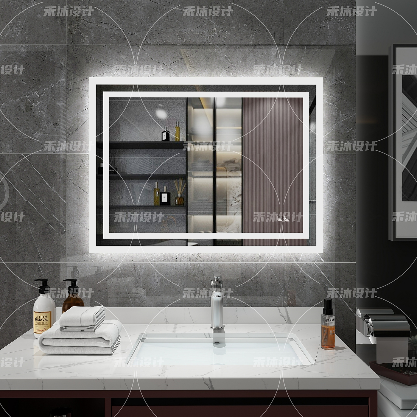 3D rendering of bathroom space products，