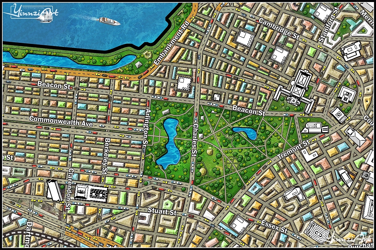 Illustration，Original painting，Game original，City illustration，poster，Map，