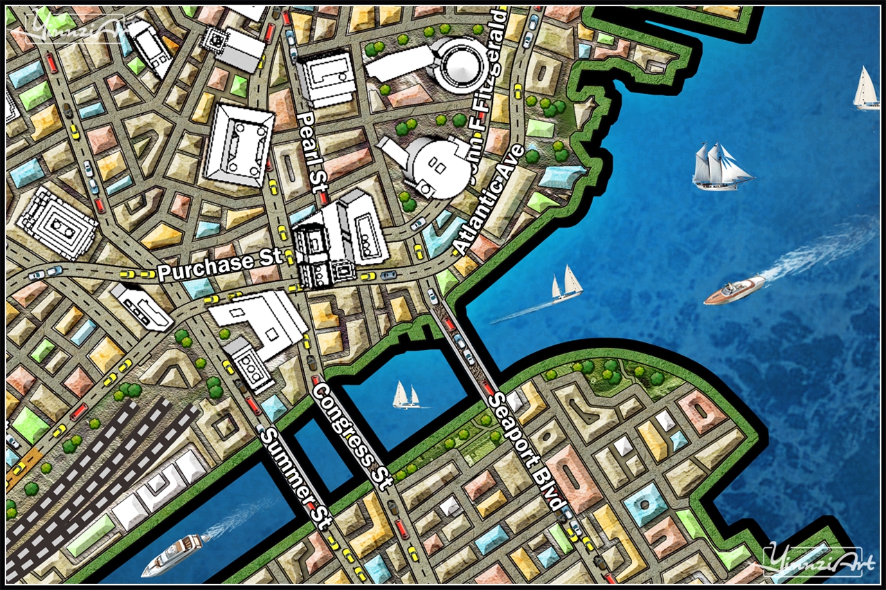 Illustration，Original painting，Game original，City illustration，poster，Map，