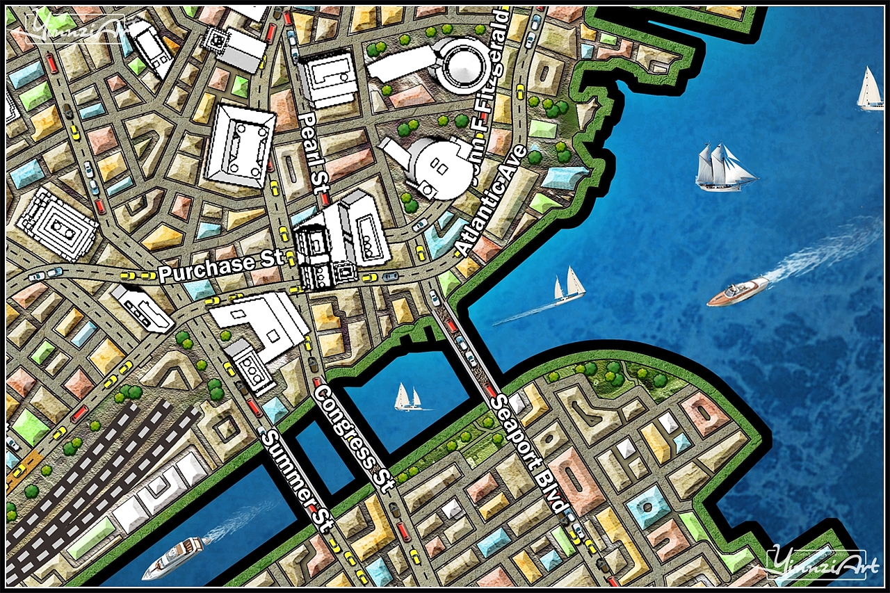 Illustration，Original painting，Game original，City illustration，poster，Map，