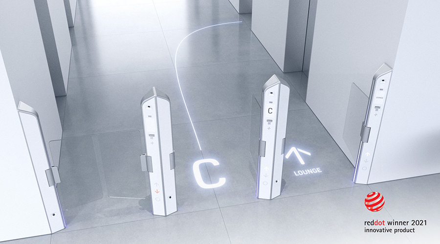 Destination control system，modularization，innovate，KONE，2021 red dot product design award，