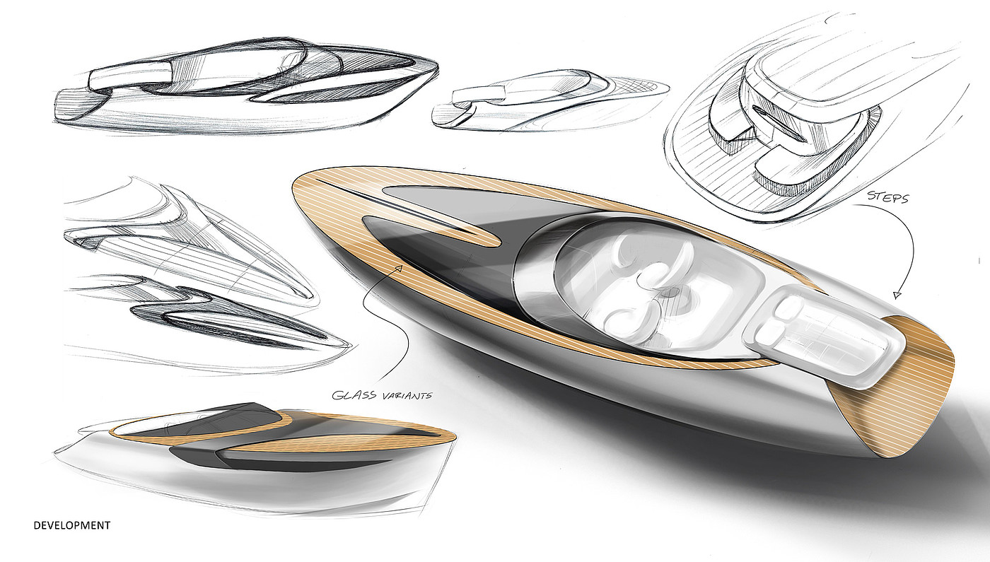Yacht Design ，conceptual design，white，gules，Princess yacht concept，Ballerina，