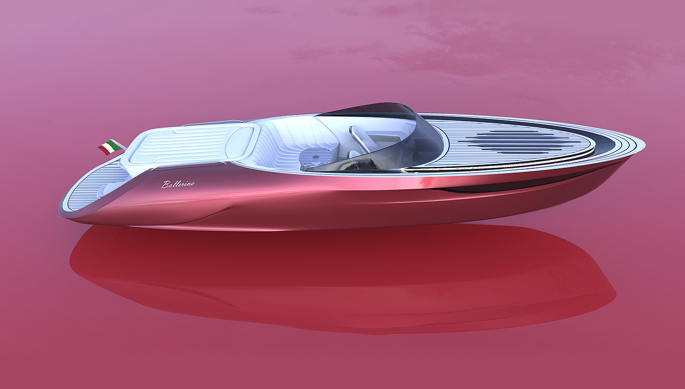 Yacht Design ，conceptual design，white，gules，Princess yacht concept，Ballerina，