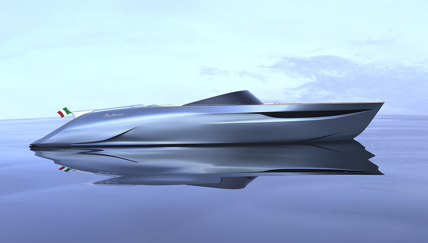 Yacht Design ，conceptual design，white，gules，Princess yacht concept，Ballerina，