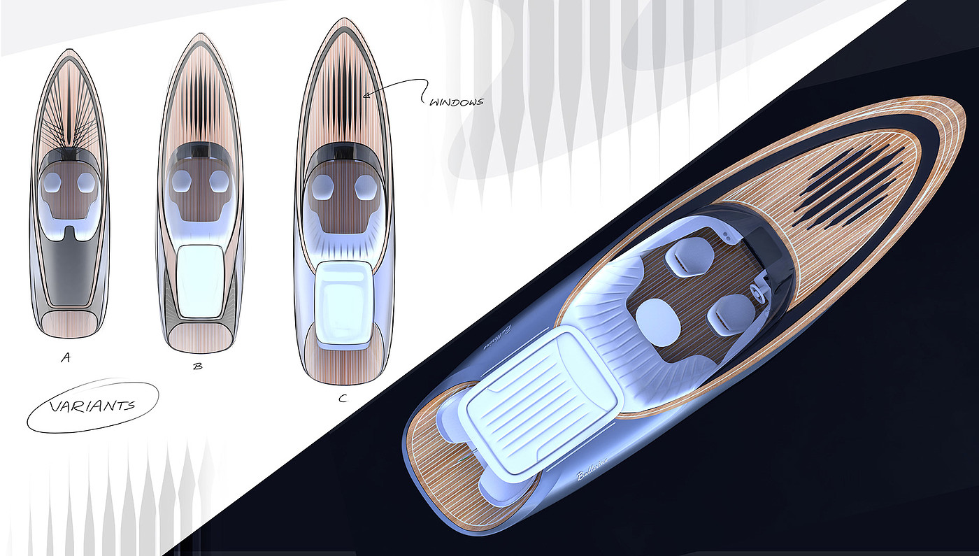 Yacht Design ，conceptual design，white，gules，Princess yacht concept，Ballerina，