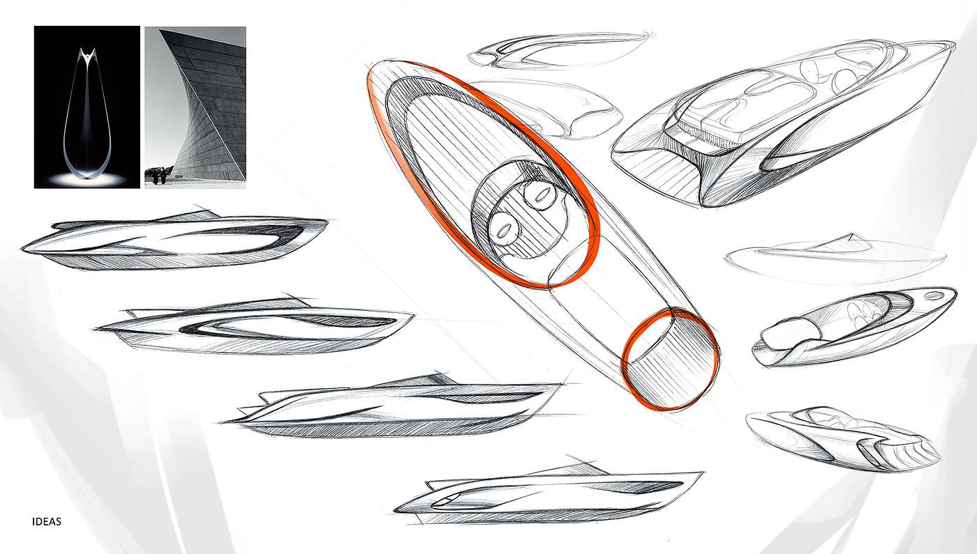 Yacht Design ，conceptual design，white，gules，Princess yacht concept，Ballerina，