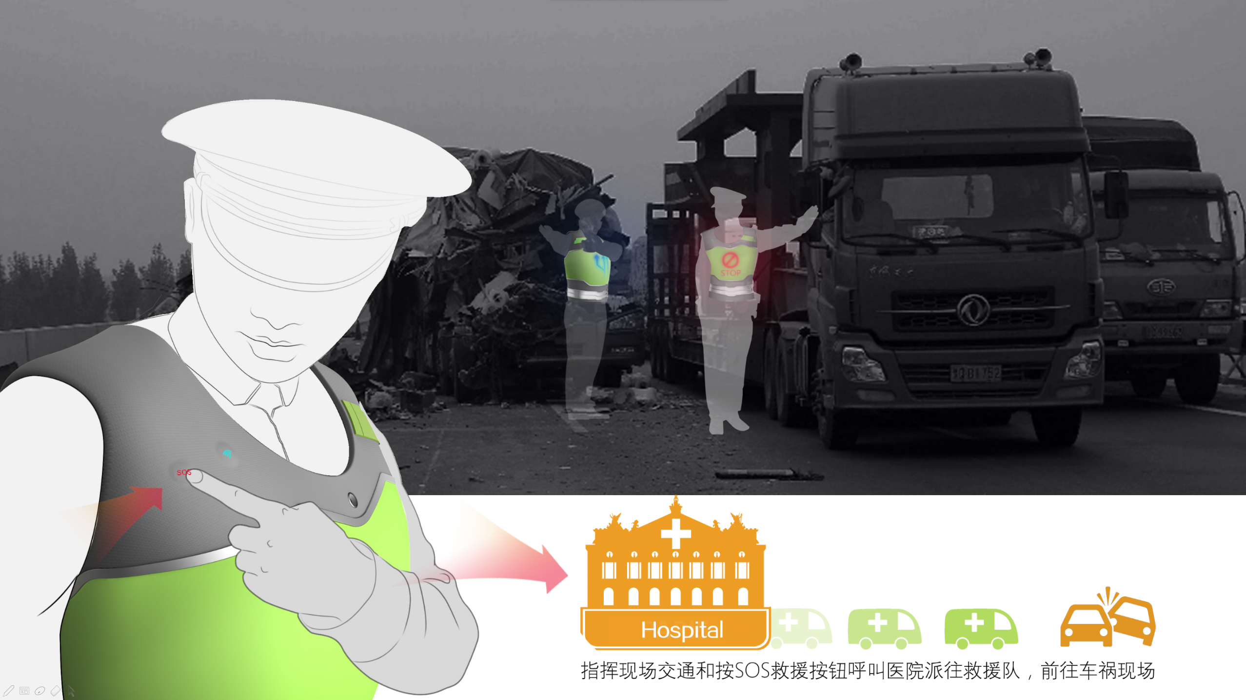 concept，traffic police，security，traffic，clothing，Camera，wifi，