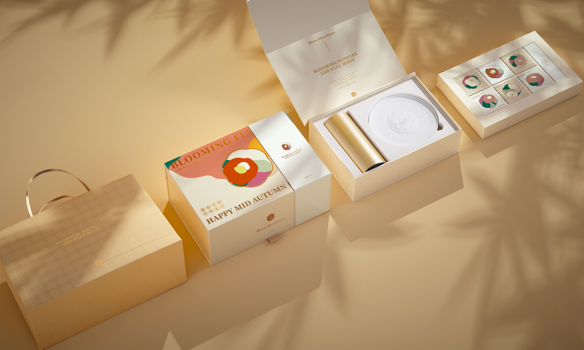 Mid-autumn Festival，Floral apparatus，Moon Cake，Gift box，
