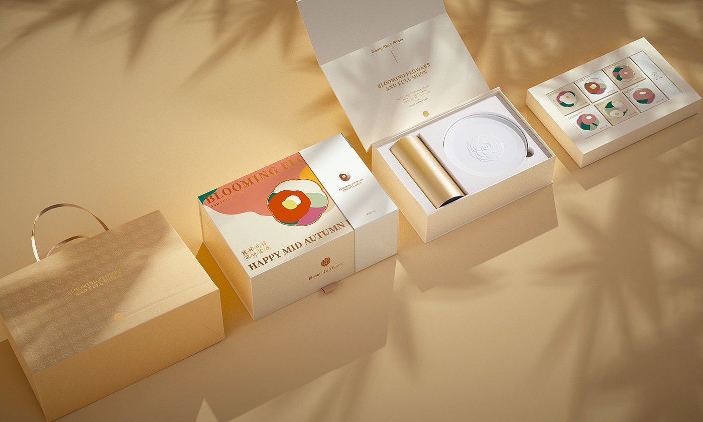 Mid-autumn Festival，Floral apparatus，Moon Cake，Gift box，
