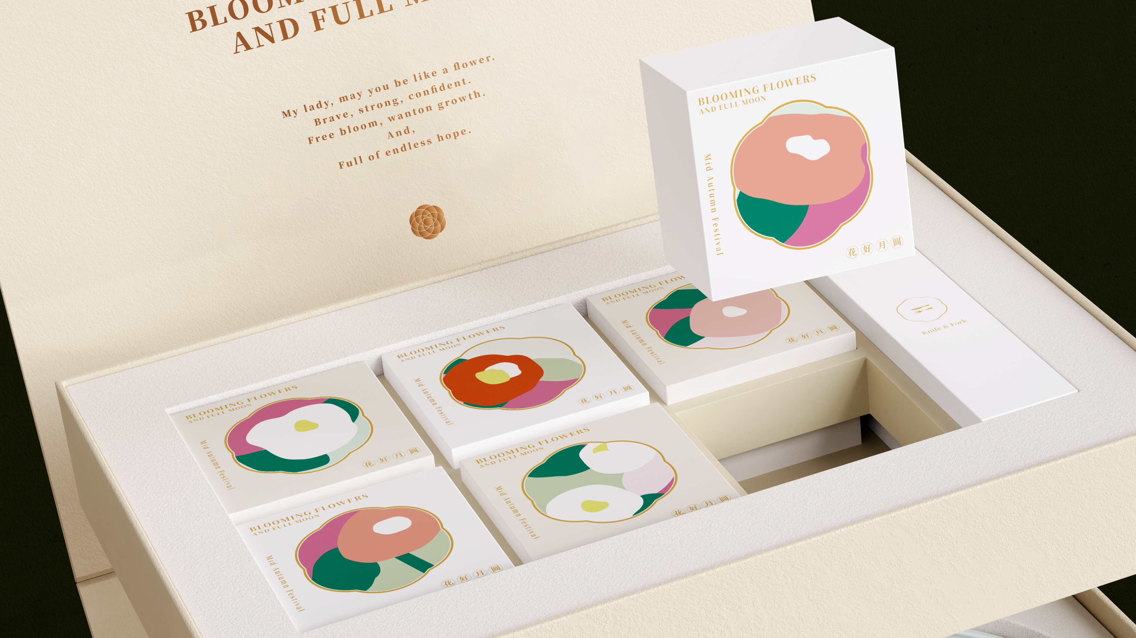 Mid-autumn Festival，Floral apparatus，Moon Cake，Gift box，