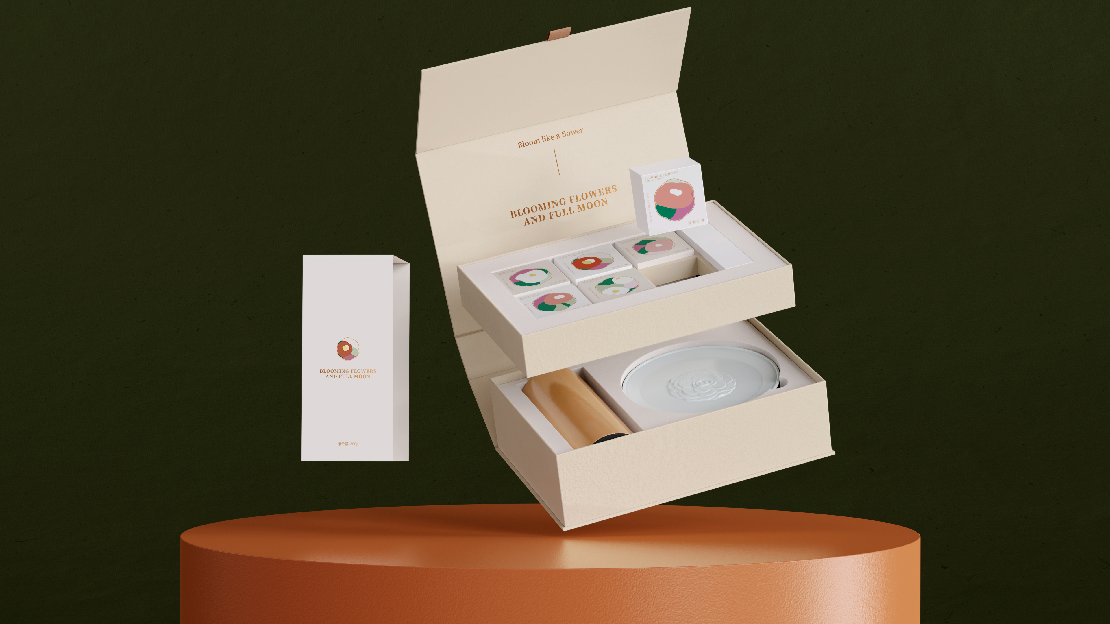 Mid-autumn Festival，Floral apparatus，Moon Cake，Gift box，