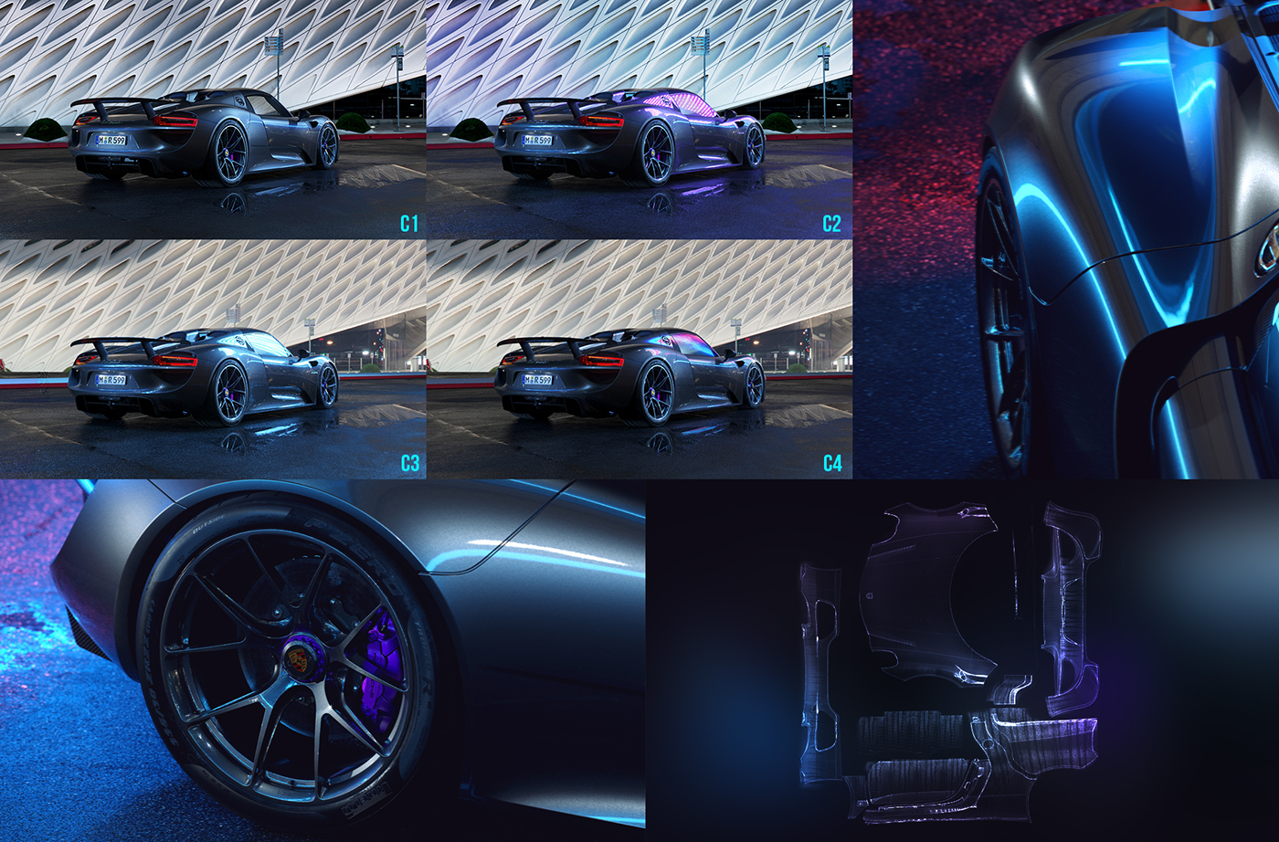 blue，Luxury car，automobile，918 Spiders，Porsche，