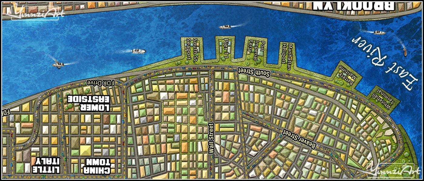 Illustration，Original painting，Game original，City illustration，Map，poster，