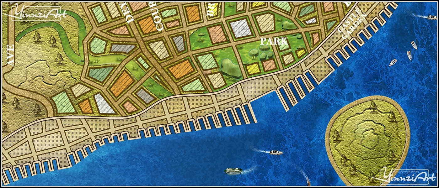 Illustration，Original painting，Game original，City illustration，Map，poster，