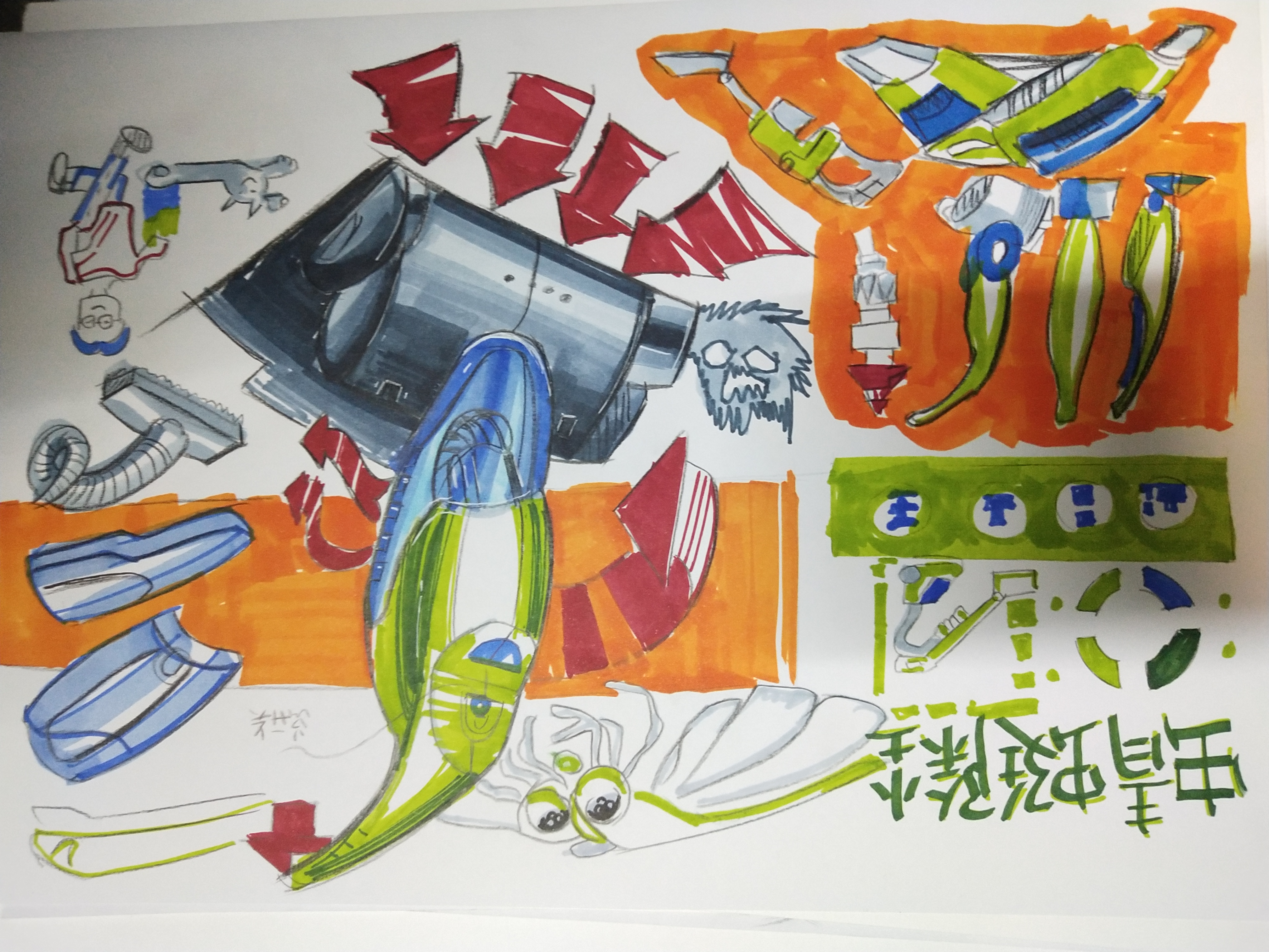 Hand drawn，marker pen，