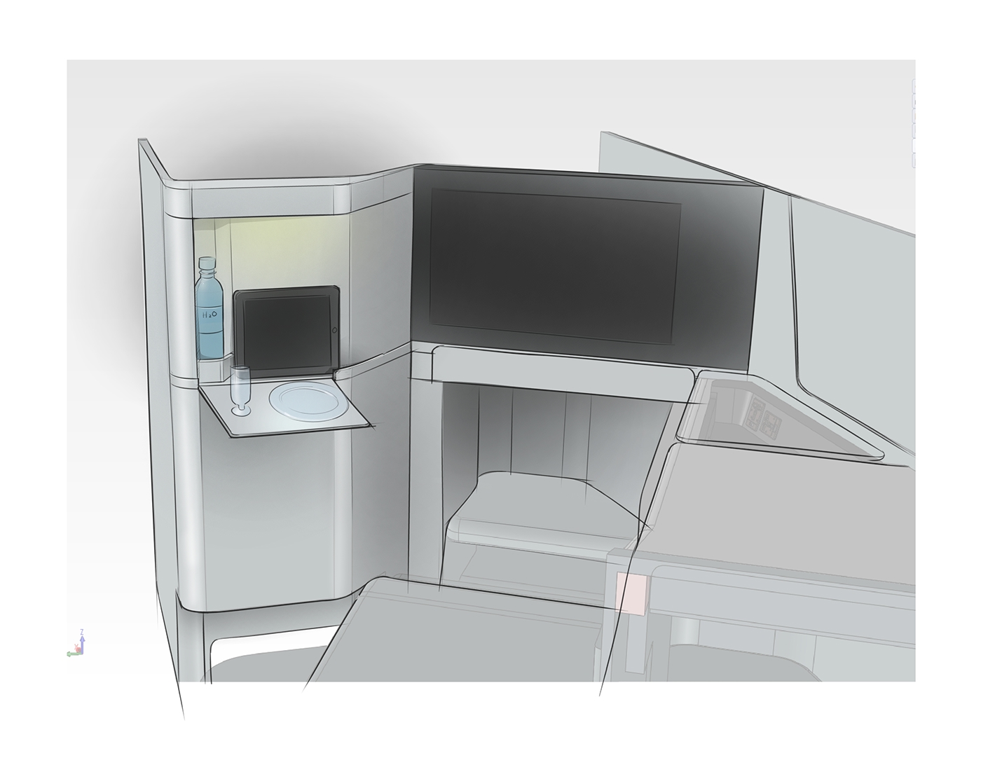 red dot，Panasonic Airlines，Business seat，Aircraft seat，Traffic interior，conceptual design，comfortable，