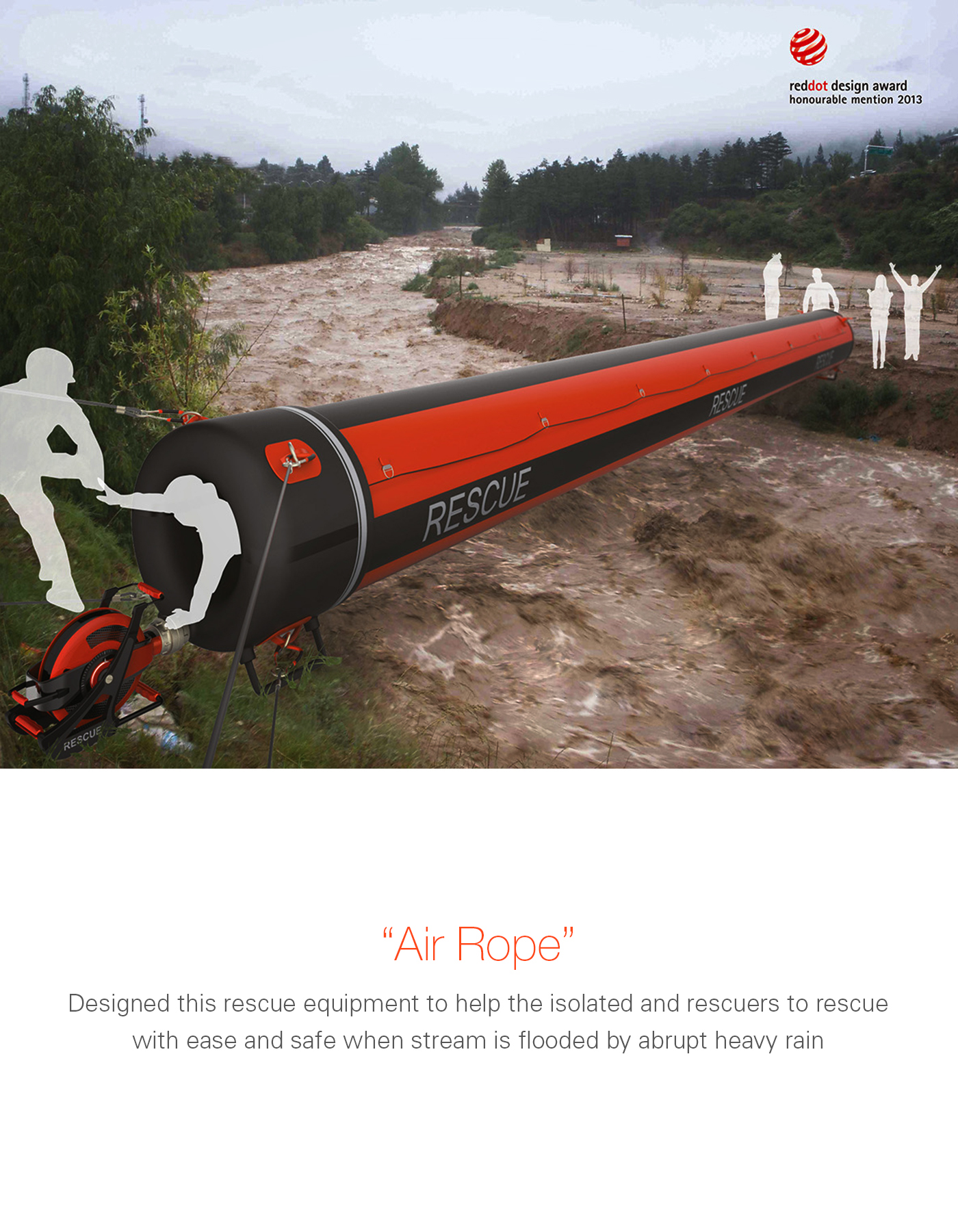 Air Rope，inflation，Lifesaving Bridge，Red dot concept design，