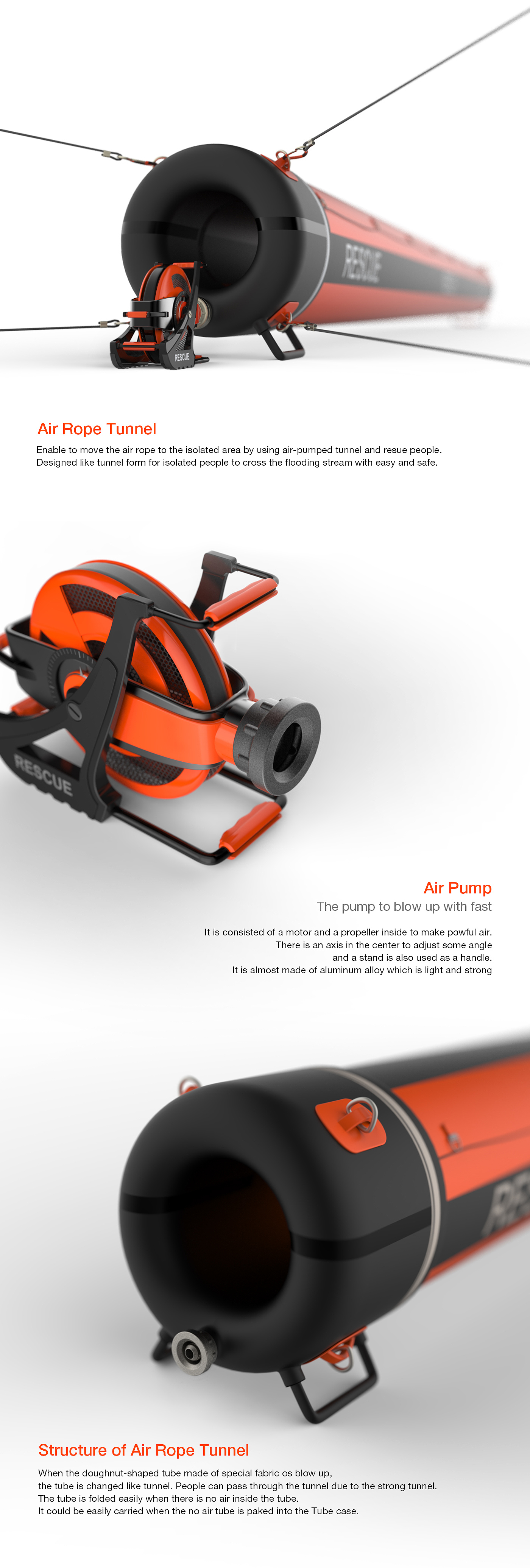 Air Rope，inflation，Lifesaving Bridge，Red dot concept design，