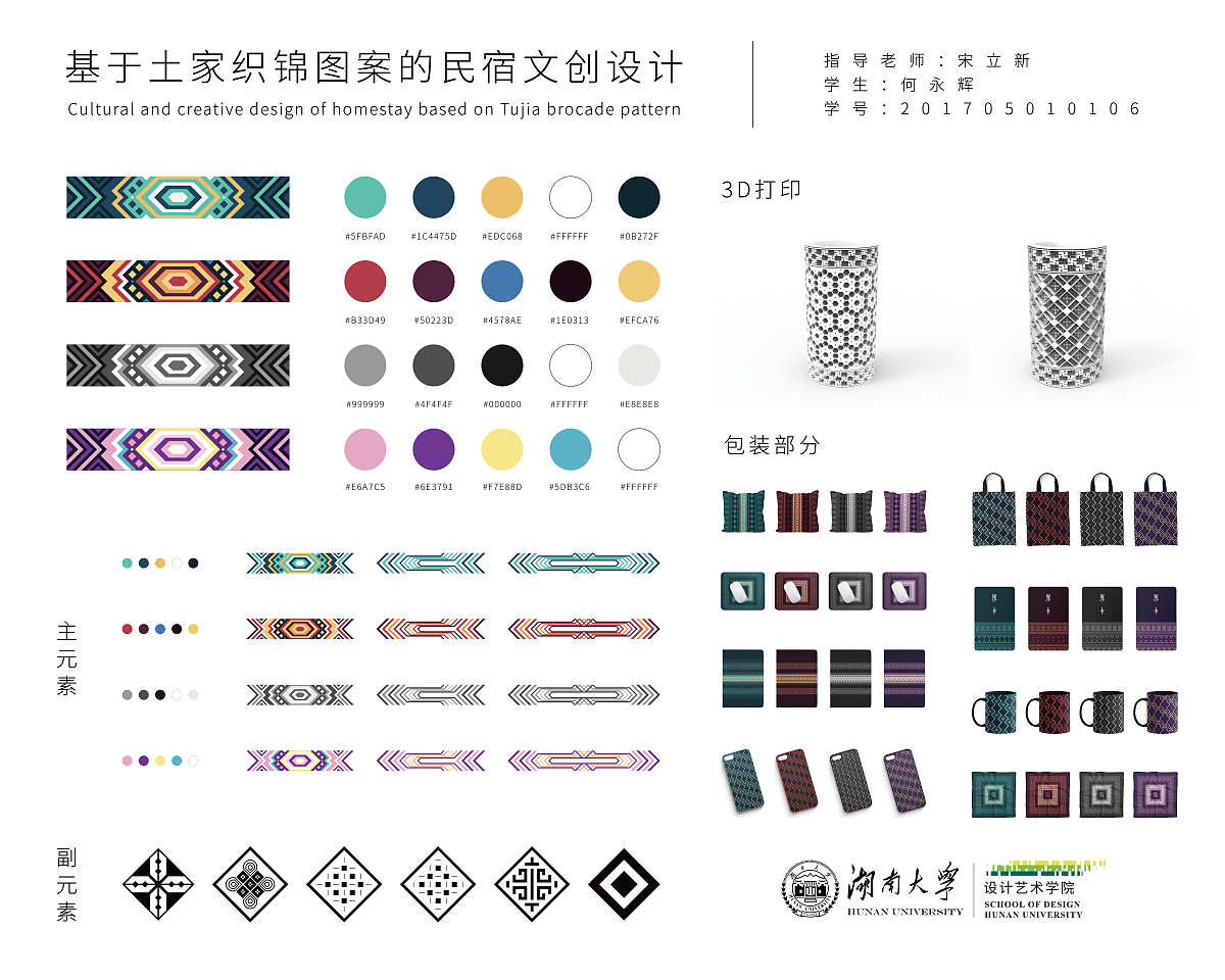 2021 undergraduate graduation design works，Graduation exhibition，School of Design, Hunan University ，Tujia brocade ，Intangible culture，