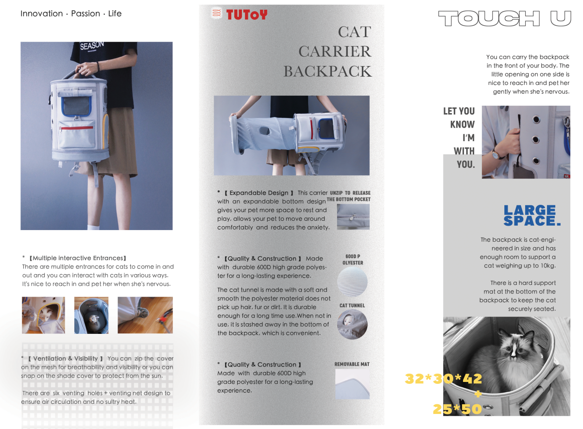 2021 undergraduate graduation design works，Graduation exhibition，School of Design, Hunan University ，Cat Backpack，Travel，