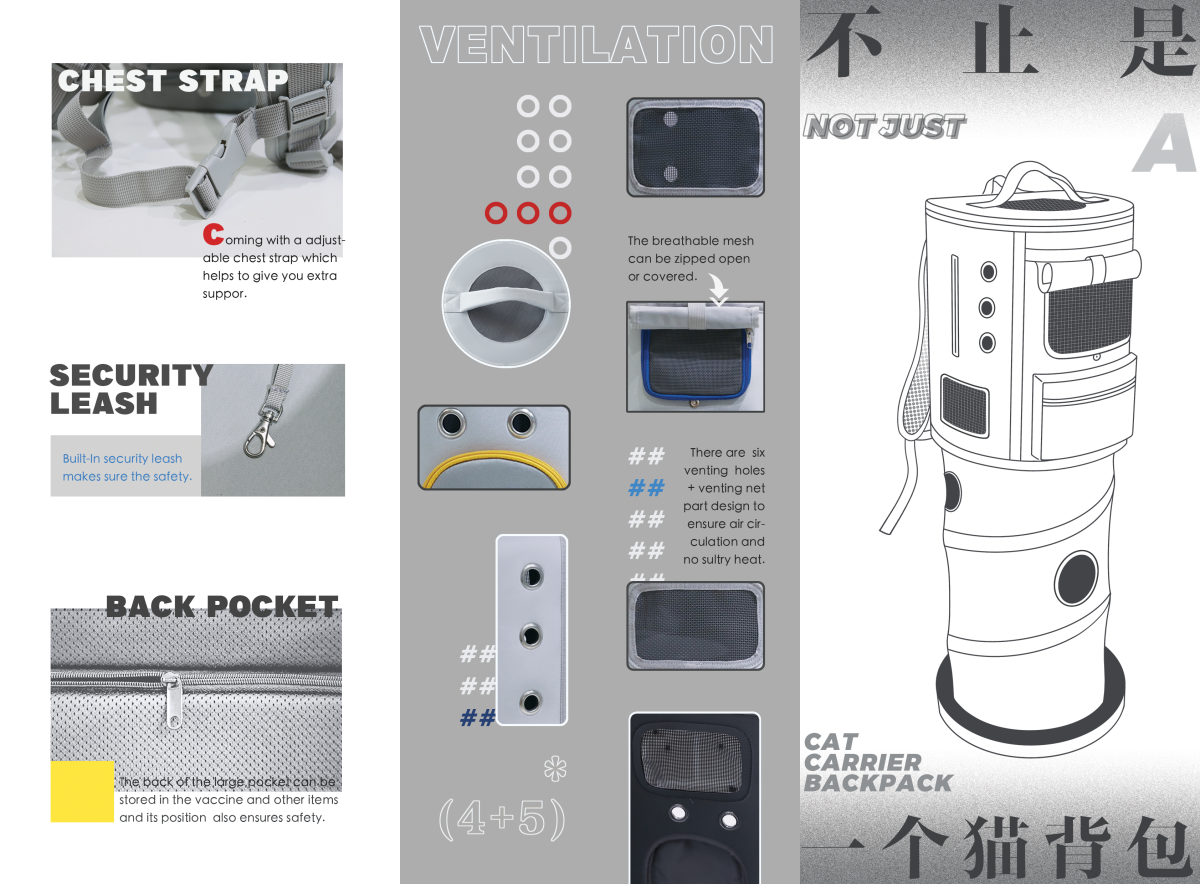 2021 undergraduate graduation design works，Graduation exhibition，School of Design, Hunan University ，Cat Backpack，Travel，
