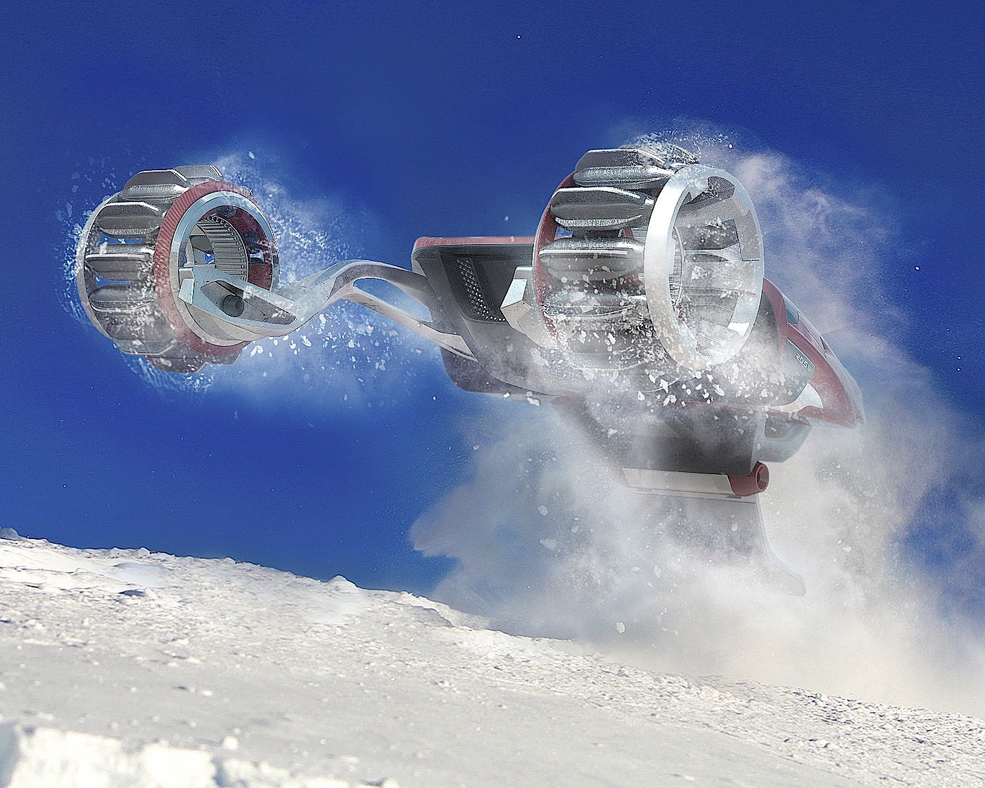 Snow motorcycle，Hand drawn，modeling，high speed，vehicle，Polar environment，Snow plain，